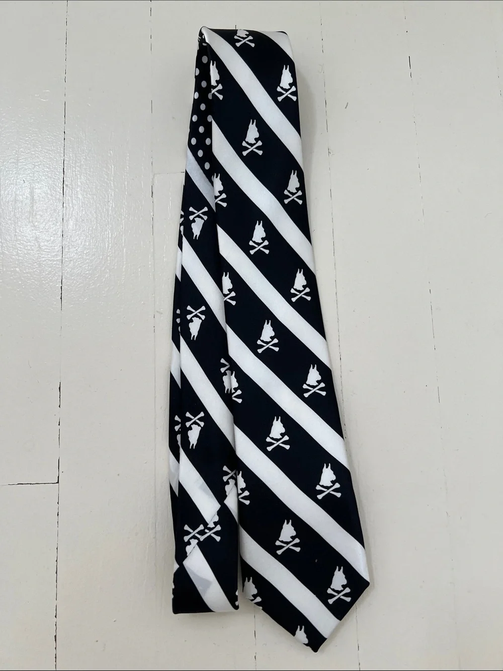 Nick Graham Dog & Crossbones Mixed Print Silk Tie